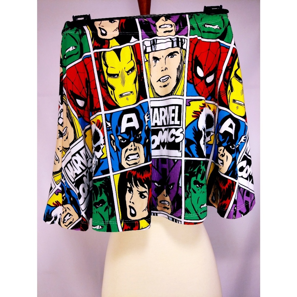 Marvel comics character print skirt